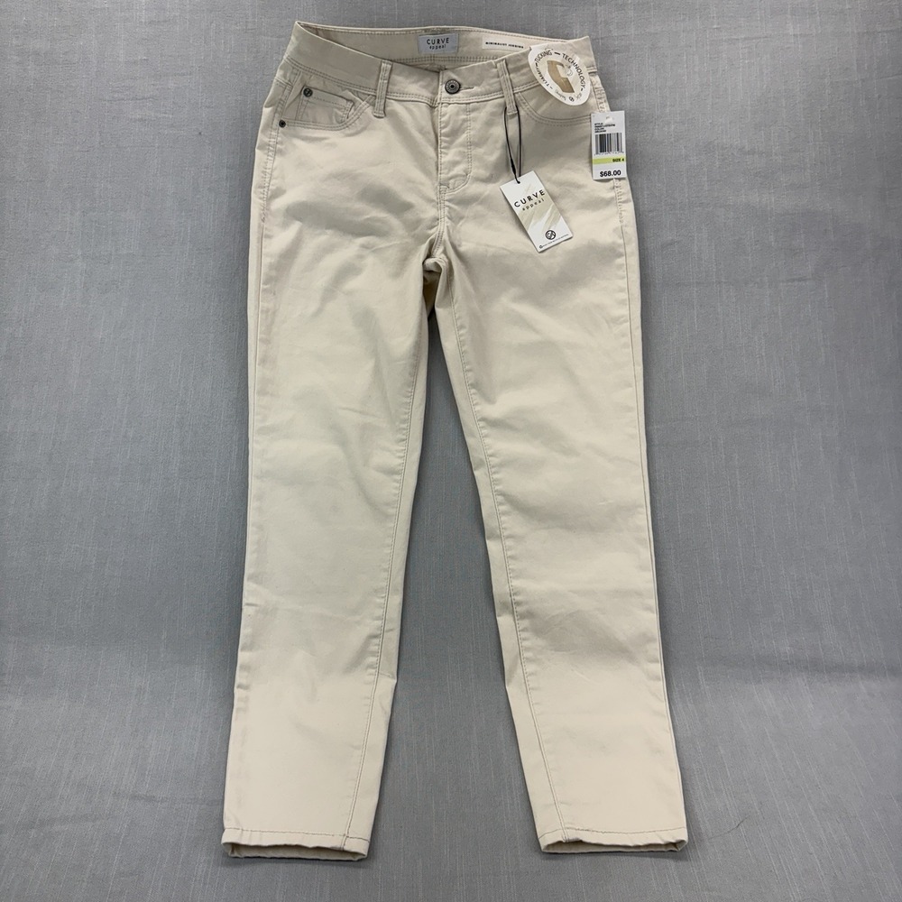 Curve Appeal Women's Minimalist Jegging Size 4 Beige Tummy Shaping Stretch